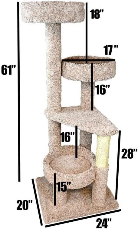 HomeStock Cat Tower Large Multi-LevelCarpeted Cat Tree with Scratching PostsCat Furniture for Indoor Cats Taupe/Neutral