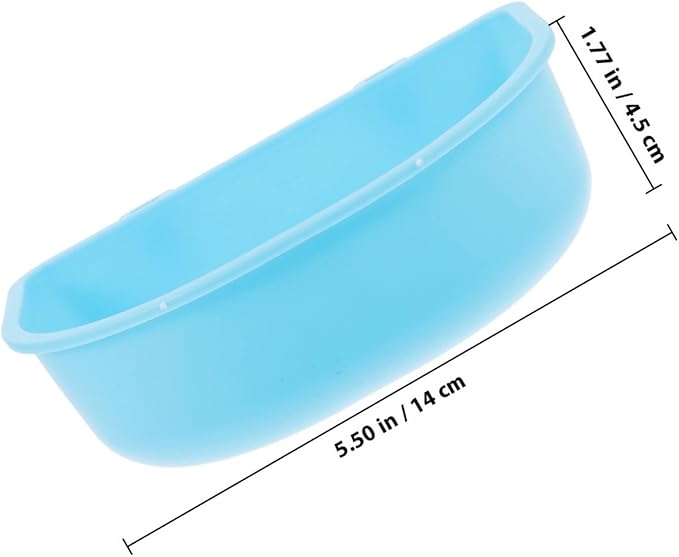 COLLBATH Hanging Plastic Puppy Feeding Bowl with Blue Clip, Small Dog and Cat Food Holder for Kennel and Travel, Portable Pet Bowl for Feeding and Watering
