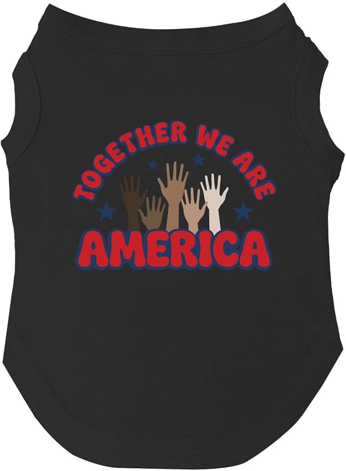 Together We are America Dog Tee Shirt | Sleeveless Breeds | Imigration Awareness | Unity | Diversity | 2026 | Football |Black, 5X-Large 1708