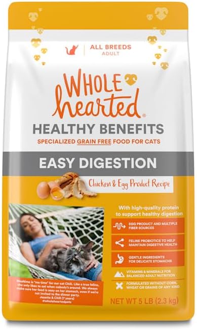 WholeHearted Healthy Digestion Chicken and Egg Product Recipe Dry Cat Food 5 lbs.