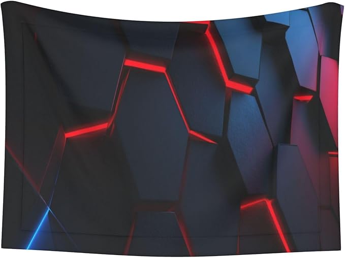 Cat Dog Blanket Black Geometric Shapes with Neon Red Blue Ultra Soft Warming Mat for Indoor Pet Beds Furniture 27.6 X 19.7inch