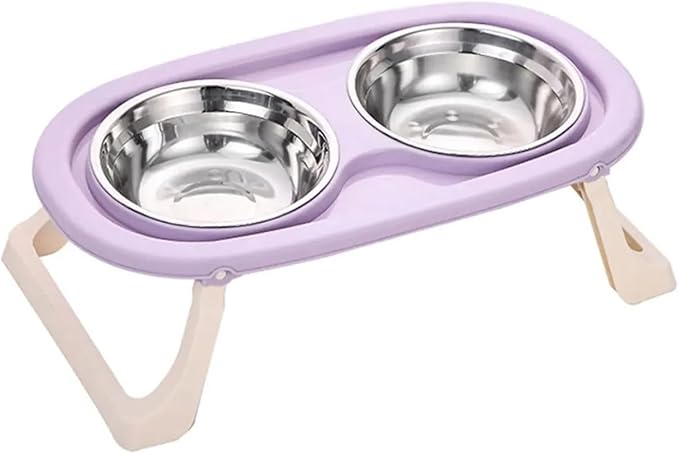 1pcs Foldable Stainless Steel Food Cat Bowls Dog Bowl(Purple)