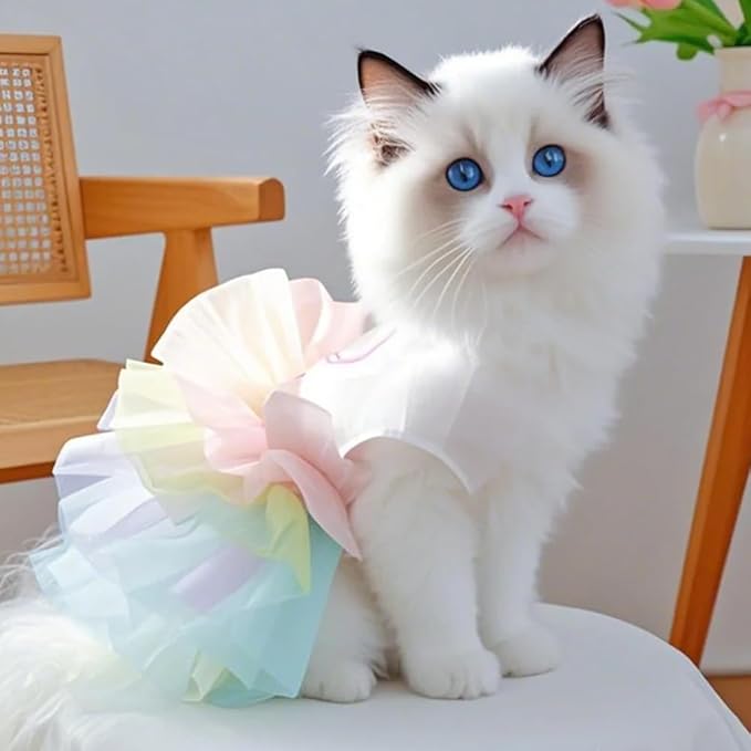 ANIAC Happy 1st Easter Dog Dress Girl Holiday Puppy Clothes for Small Dog Easter Cat Outfit Eggs Print Rainbow Doggy Princess Tutu Dress Pet Clothing (X-Large)