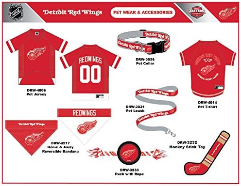 NHL Detroit Red Wings Tee Shirt for Dogs & Cats, Medium. - Are You A Hockey Fan? Let Your Pet Be An NHL Fan Too!