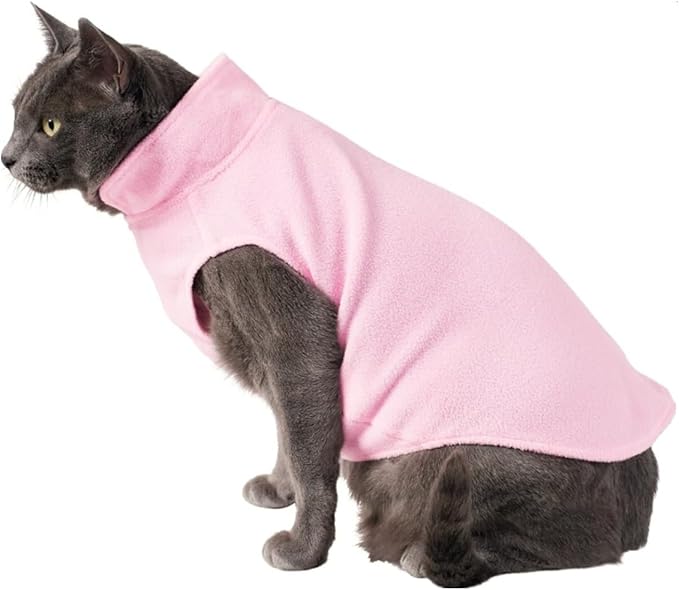 Cat Sweater Fleece Vest Lightweight Cat Clothes for Small Cats Only, Large, Pink