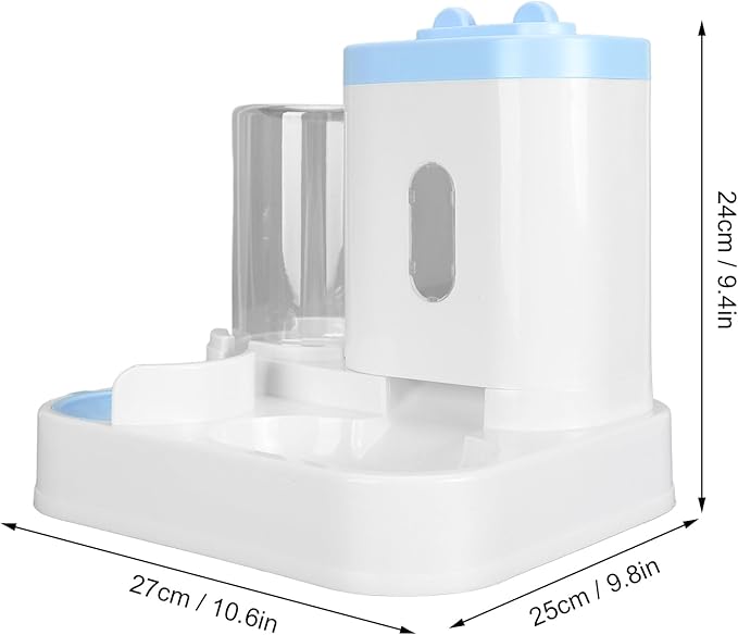 2 in 1 Automatic Cat Feeder and Water Dispenser, Large Capacity Self Feeding Dog Food Dispenser Gravity Food Bowl with 1l Water Tank for Multiple Pets (Blue)