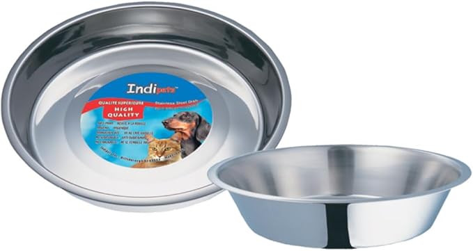 INDIPETS Kitty Low Height Cup: Pet Water and Food Bowl | 6-Inch, Stainless Steel (PN: 800001)