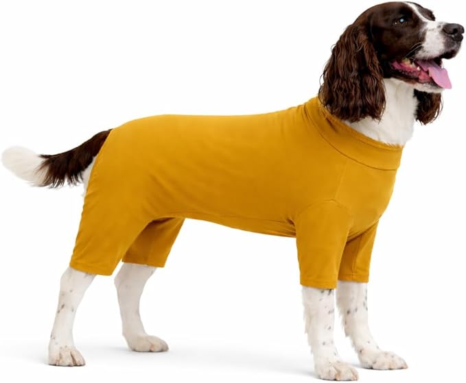 Lovelonglong Dog Full Bodysuit – Stretchy Yoga Fabric 4-Leg Dog Pajamas, Breathable & Lightweight Dog Onesie for Indoor & Outdoor, Shedding Control & Travel Wear