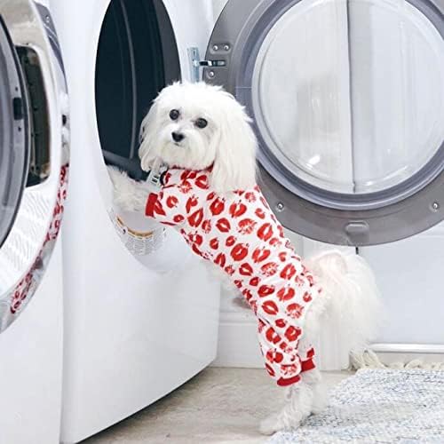 CuteBone Dog Pajamas Valentines Costumes Fleece Pet Clothes Puppy Onesie Winter Holiday Cute Cat Jammies Keep Your Pet Warm in The Cold Weather P116XS