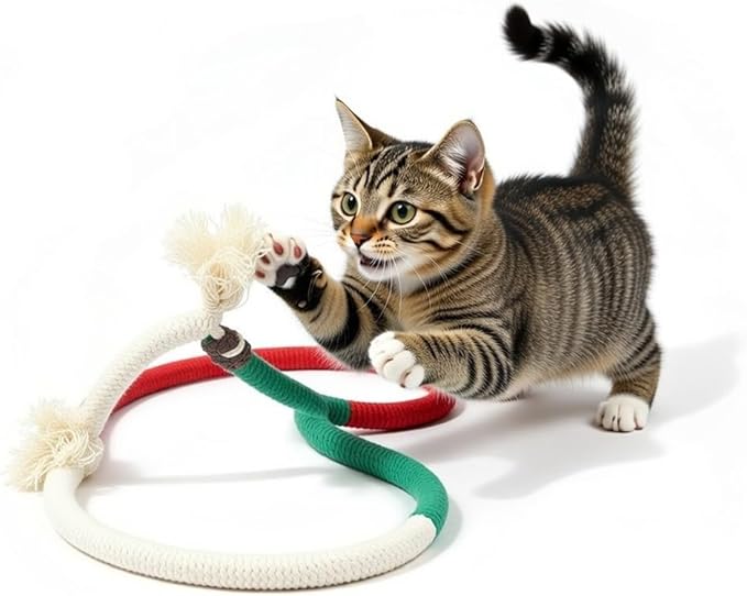 Cat Chewing Ropes Toys 3pcs with Refillable Natural Catnip, Safe Teeth Cleaning Chew Toy for Indoor Kittens, Interactive Cat Nip Kitty Toys for All Breeds (27.5 Inches)