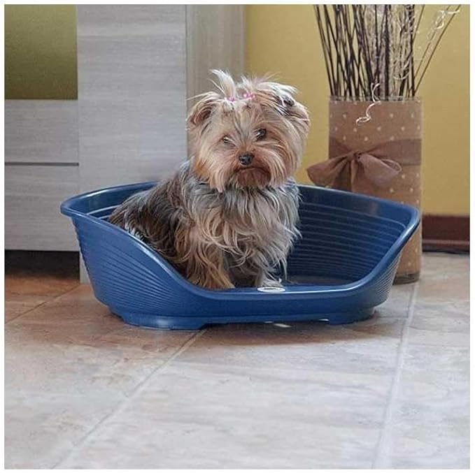 Ferplast Cat Bed, Plastic Dog Bed Small, Ventilation Holes and Non-Slip Rubber Feet for Added Stability 49 x 36 x h. 17.5 cm. Dark Grey