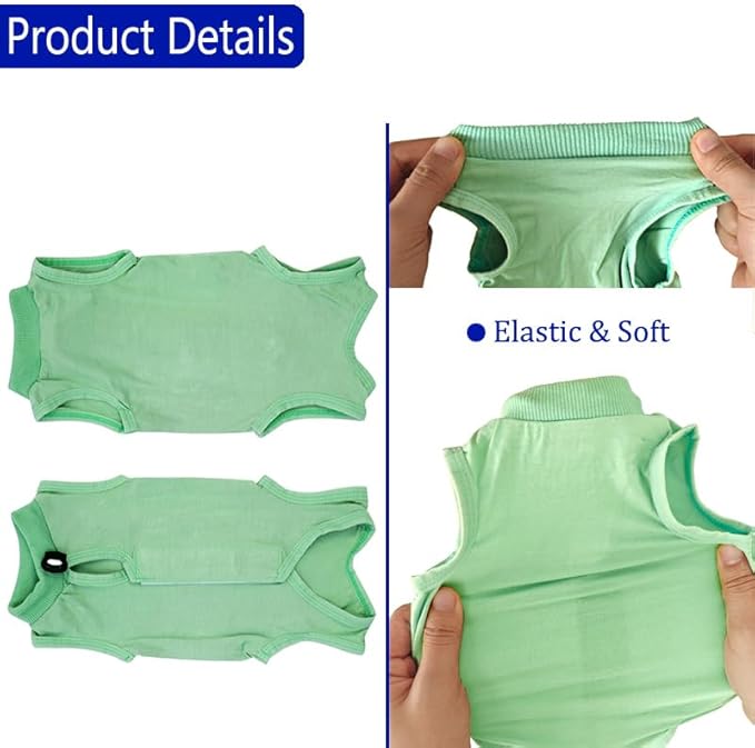 kzrfojy Cat Recovery Suit Cat Onesie for Cats After Surgery Female Male Spay Kitten Neuter Surgical Bodysuit Post Surgery Cone of Shame Alternative Anti Licking(Green, Medium)
