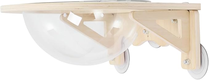 Wall Mounted Cat Bed, Space Capsule Perch with Clear Acrylic Bubble, Large Floating Wood Cat Shelf for Big Cats up to 16 lbs, Modern Feline Furniture & Climbing Wall Decor