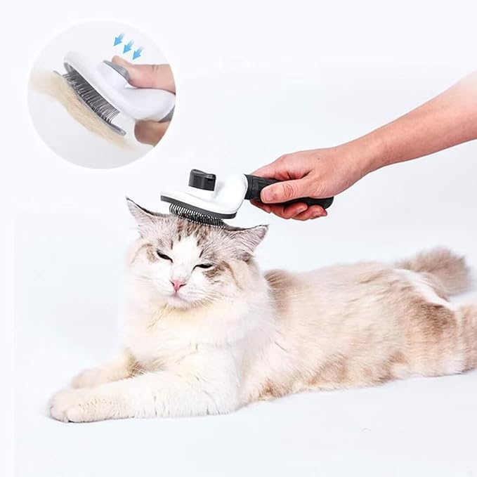 Pet Hair Removal Brush for Dog Cat Grooming Tool, Self Cleaning Slicker Hair Massage Comb Loose Undercoat Removes Tangles Fur Hair Slicker Brush for Puppy Kitten Bunny Massage-Pet Supplies (Gray)