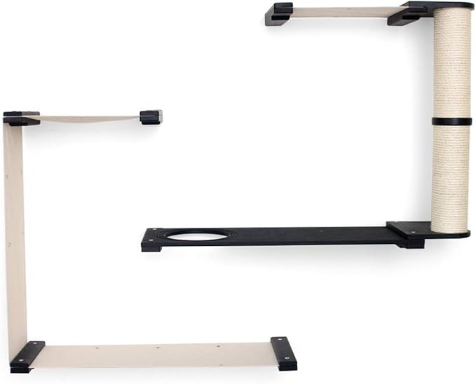 Catastrophic Creations Dakota - Multiple-Level Cat Hammock & Climbing Activity Center Wall-Mounted Cat Tree Shelves, Onyx/Natural