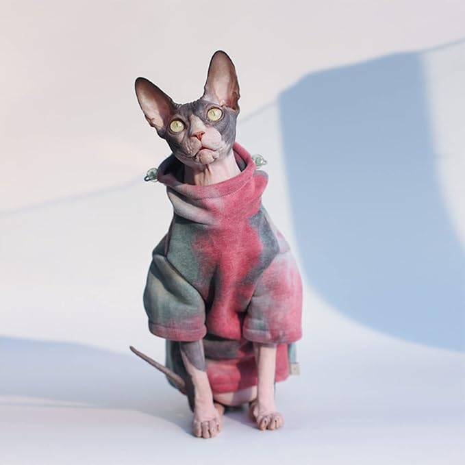 Sphynx Cat Clothes Hairless Cat Clothes Devon Rex Clothing Autumn Winter Fleece-Lined Warm Cats Jacket for Small Dog Cat Hoodie (XXL)