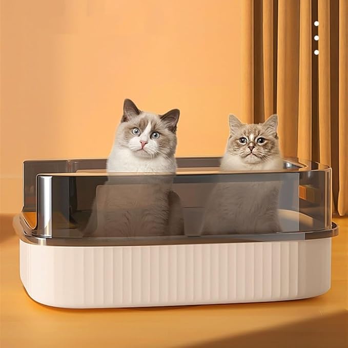 Pet Supplies, Kitten Litter Box with Scoop,High Sided Open Cat Toilet for Small Cats & Travel(Gray)