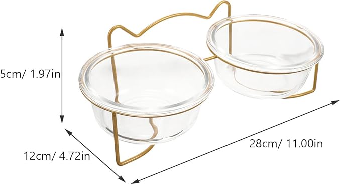 GALPADA Elevated Double Pet Feeder Set with Ceramic Bowls and White Metal Stand, Inclined Raised Cat and Dog Food Bowls for Indoor Feeding and Watering