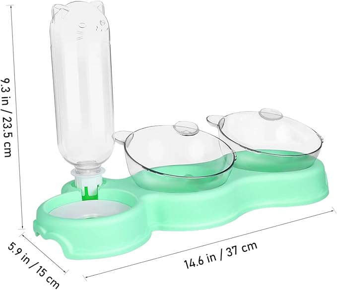 Toddmomy 3-in-1 PET Bowls for Cats and Dogs Multifunctional Feeding and Water Bowls with Automatic Water Bottle Plastic PET Dishes