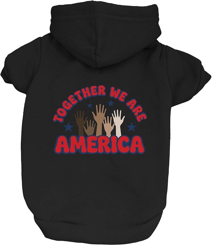 Together We are America Dog Hoodie | Fleece Lined |Leash Hole| Imigration Awareness | Unity | Diversity | 2026 | Football|Black, 3X-Large 1708
