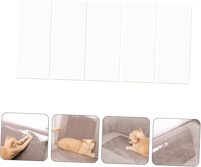 Kisangel 5pcs Cat Scratching Furniture Protector Patches Flexible Couch Covers to Prevent Cat Damage Easy to Cut and Apply for Sofas Chairs and Beds and Non-Sticky Design