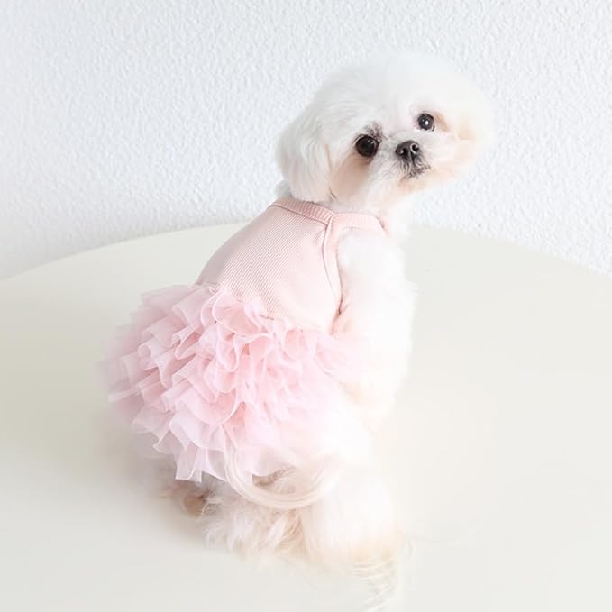 Hdwk&Hped Small Dog Dress Breathable Summer Dog Dress for Puppy Cats Girl Female Tutu Cake Skirt Princess Dress for Birthday Party Costume (Cake Skirt - Pink, X-Small)