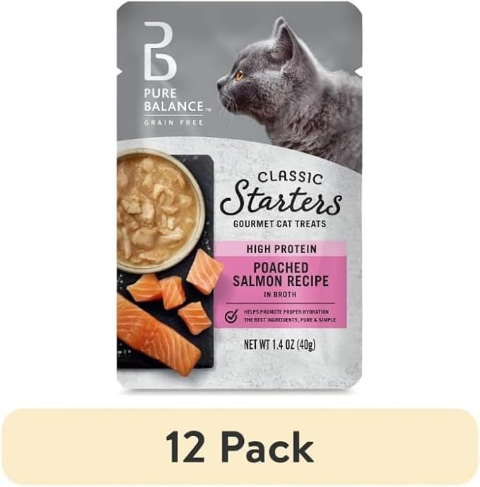 Pure Balance Starters Cat Treats ~ 1.4 Oz ~ (Pack of 12) ~ Gourmet Poached Salmon, Natural & Healthy Snack.