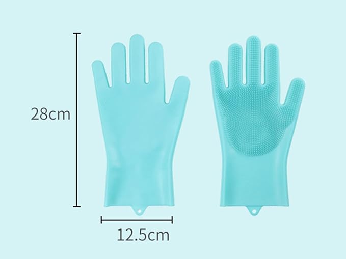 Pet Grooming Gloves Silicone Gloves with High-Density Teeth Enhanced Five Finger Design for Dogs Cats Bathing Massaging (Green)