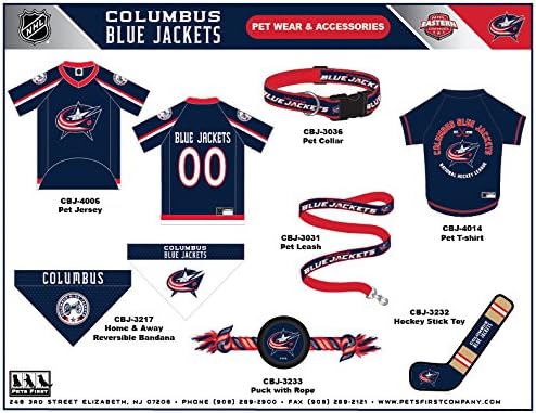 Pets First NHL Columbus Blue Jackets Jersey for Dogs & Cats, X-Small. - Let Your Pet be a Real NHL Fan!