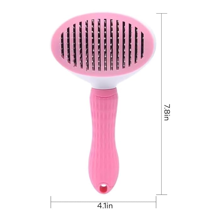 Pet Comb Dogs Cats Hair Removal Brush,One-click Auto Grooming Tools Puppy Kitten Slicker Brushes for Shedding,Pet Long or Short Hair Self Cleaning Massage Tool Removes Tangles & Loose Fur(Pink)
