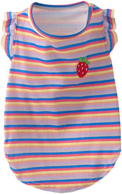 Dog Dress Clothes Puppy Birthday Outfit Pet T-Shirt Cut Rainbow Striped Summer Skirt Dresses for Small Medium Dogs Cats