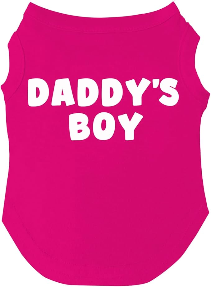 Daddy's Boy Father's Day Dog Tee Shirt | Sleeveless | Sizes for Puppies, Toys and Large Breeds (Hot Pink, 5X-Large 943)