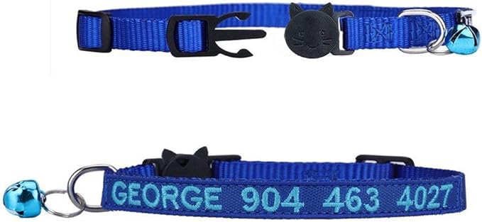 WFRLQ Cat Collar,Personalized Embroidered Nylon Cat ID Collars with Bell - Custom Text with Pet Name and Phone Number … (Cat Collar)