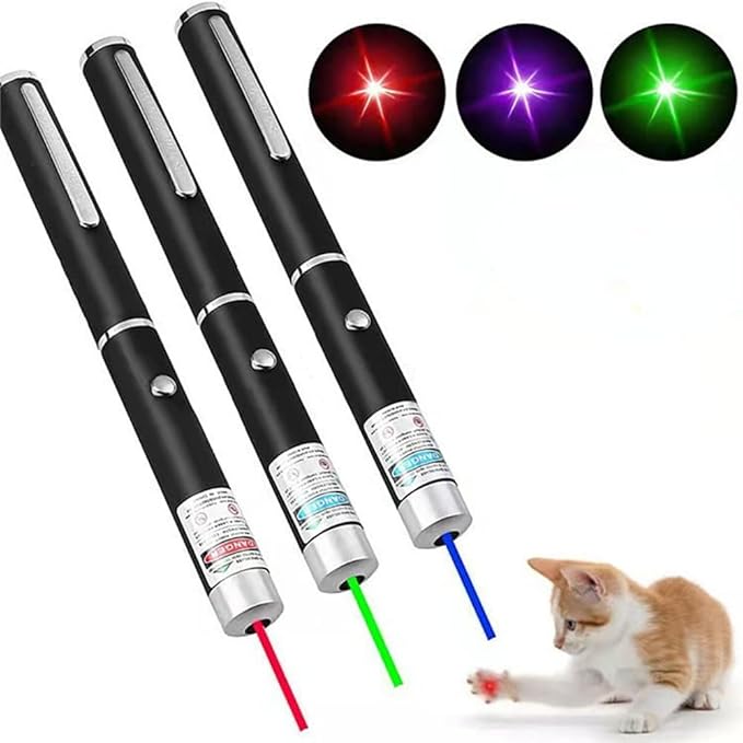 Laser Pointer for Cats Dogs Pet Interactive Toys Laser Presentation Remotes Blue Purple Light Laser Pointer for Cats Chargeable (1 PCS Pack Blue Light, Without Battery)