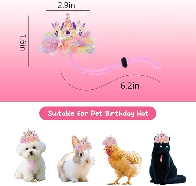 Colorful Pet Christmas Hat for Dogs Cats Lace Crown Hat for Boy Girl Birthday Party Hats for Girls Boys Bday Hats for Dog Cat Puppy Kitten Birthday Cap for Girls Boys Bday Hat for Pet Dogs Cats