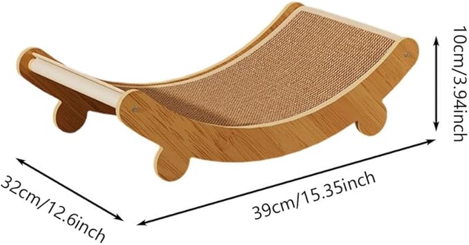 2-in-1 Cat Scratch Chair, Elevated Bed, Hammock Beach Chair Lounger, Wooden Cat Furniture, Cats Lounger with Sisal Mat, Hammocks, Cats Beds Pet Bed Mat (Coffee_15x12Inch)