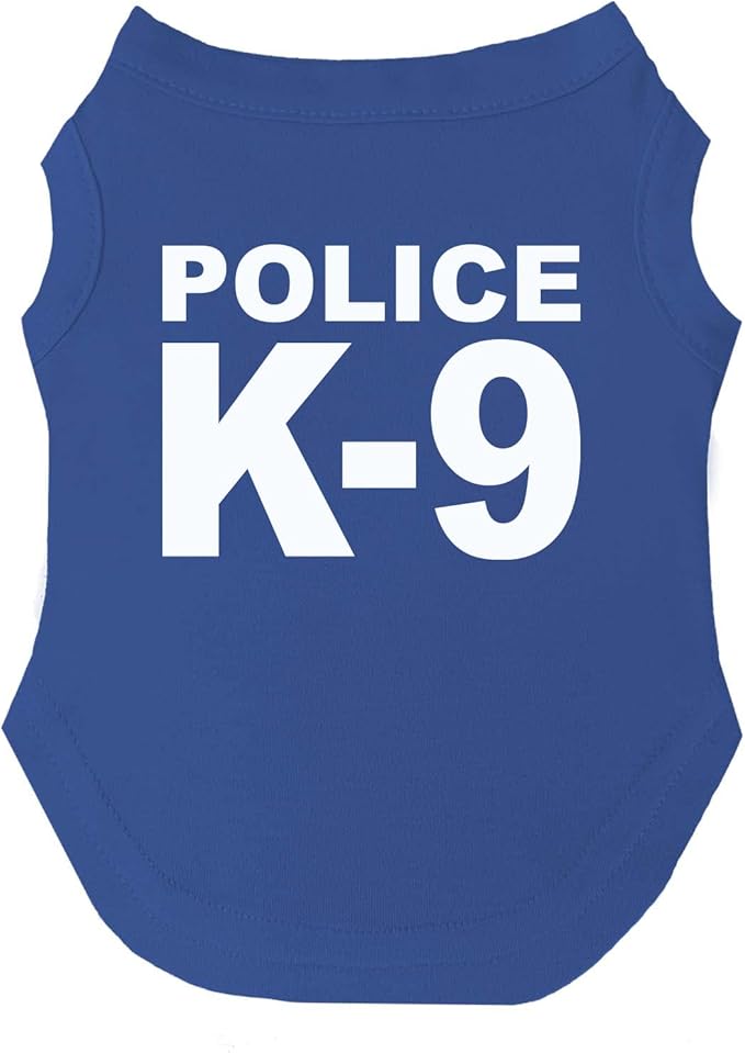 Police K-9 Dog Tee Shirt | Sleeveless | Sizes for Puppies, Toys and Large Breeds (Royal Blue, 3X-Large 93)