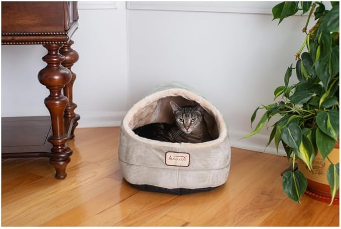 HomeStock Faux Fur Cat Cave Bed - Cozy Pet Hideaway with Waterproof Base & Removable Padding