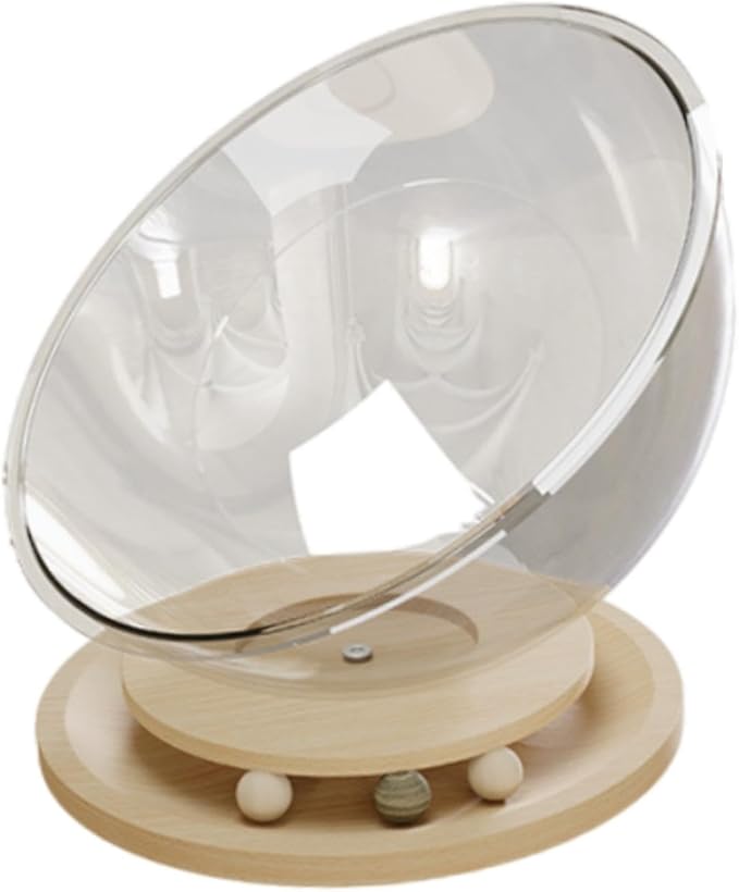 HouseVibe Space Capsule Cat Bed with Transparent Dome, Acrylic and Wood Pet Furniture for Indoor Cats, Small Pets Sleeping Nest and Activity Center- Density Board L