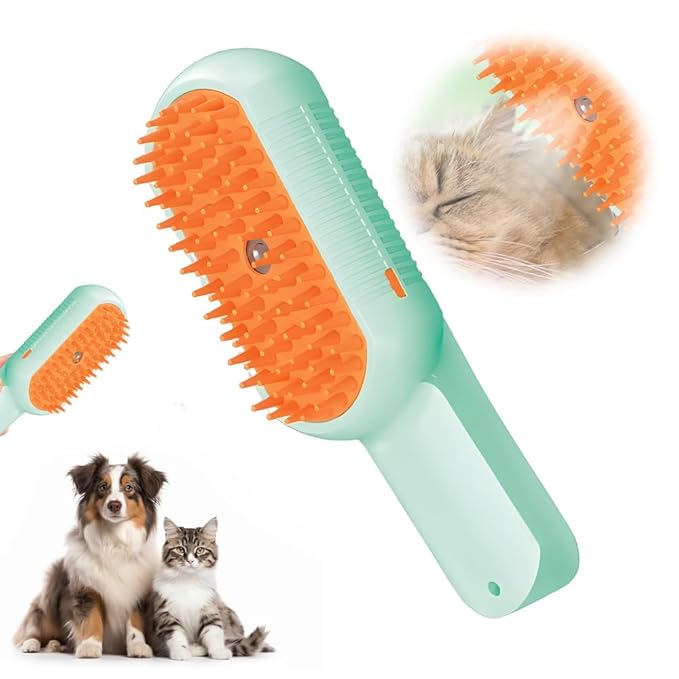Cat Steam Brush for Shedding, 2026 New Pet Steam Grooming Brush, Multifunctional Hair Removal Comb for Home Use, Rechargeable Pet Comb for for Short and Long Hair Cats Dogs (Light Green)