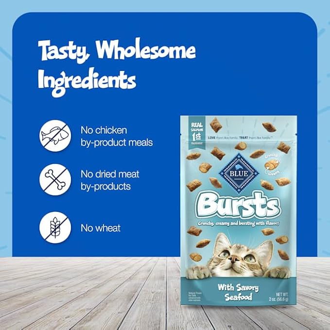 Blue Buffalo Bursts Great for Training Savory Seafood Crunchy & Creamy Cat Treats 2 oz.