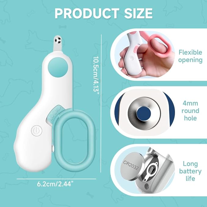 Pet Nail Clippers,2026 New Cat Nail Clipper with LED Light,Professional Claw Trimmer,Easy and Pain-Free Grooming Tool for Tiny Kitten Bunny Rabbit Bird Guinea Pigs Ferret Hamsters (A-Pink/1pcs)