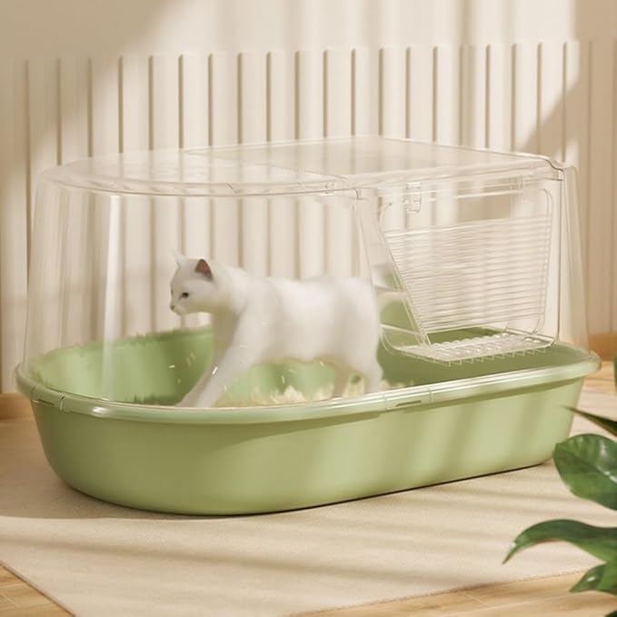 Pet Supplies, Odor-Proof Large Cat Litter Box with Lid & Ma,Leakproof, Easy Clean(Yellow)
