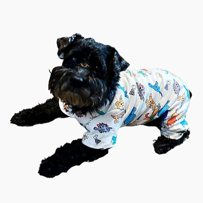 Dino Pet Pajamas Dog Jumpsuit Puppy Clothes, Cotton Pet Pajamas Kitten Soft Material Small Dog Onesie Cat Sweater Puppy Pjs Chihuahua Yorkie Onesie (Dino Pajamas, X-Small)