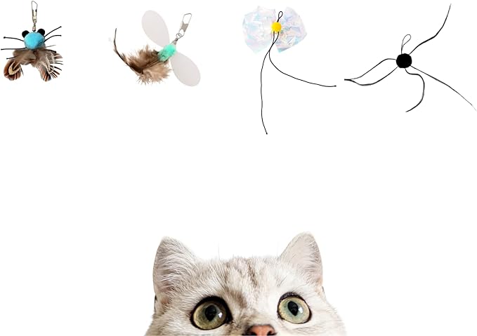 BioBugs Refill Pack – Dragonfly, Butterfly, Mayfly & Spider Attachments for Interactive Cat Wand Toys