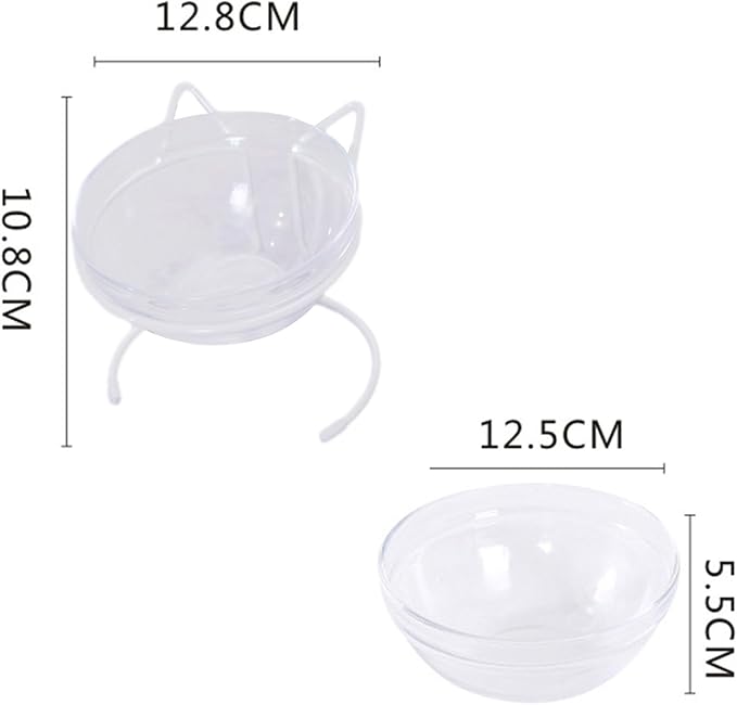 Elevated Cat Feeder Bowl Dish Iron Rack Stable Base Sturdy Simple Cleaning Accessory Detachable Minimalist for Indoor Cats, Single Bowl White