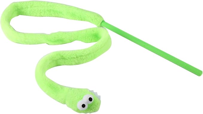 Cat Toy Snake, Serpentine Mint Cat Teasing Stick Enhance Bond with Cats, Pet Stress Relief and Interactive Toys (Green)