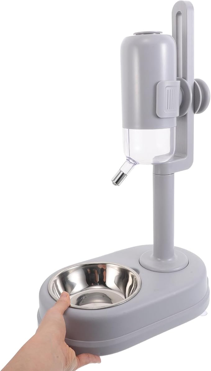 Beavorty Double Feeder Bowl Stainless Steel Pet Water and Food Dispenser with Automatic Watering Function for Dogs and Cats, Hanging Cage Compatible Pet Food Fountain