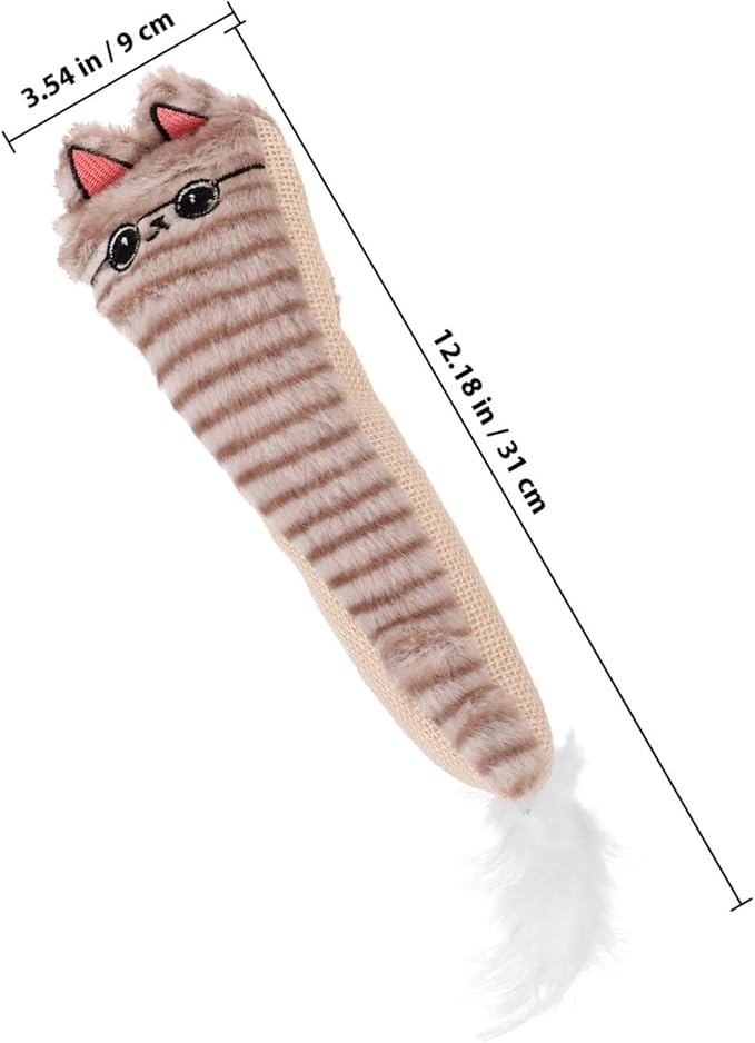 Catnip Stuffed Cat with Crinkle Paper Small Plush Interactive Molar Teething for Indoor Cats and Kittens