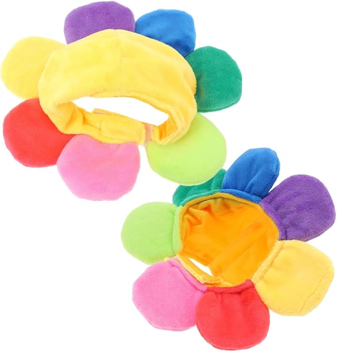 Sunflower Cat Headdress 2pcs Set Decorative Pet Hat Floral Costume Summer Puppy Hat Household Cat Party Apparel
